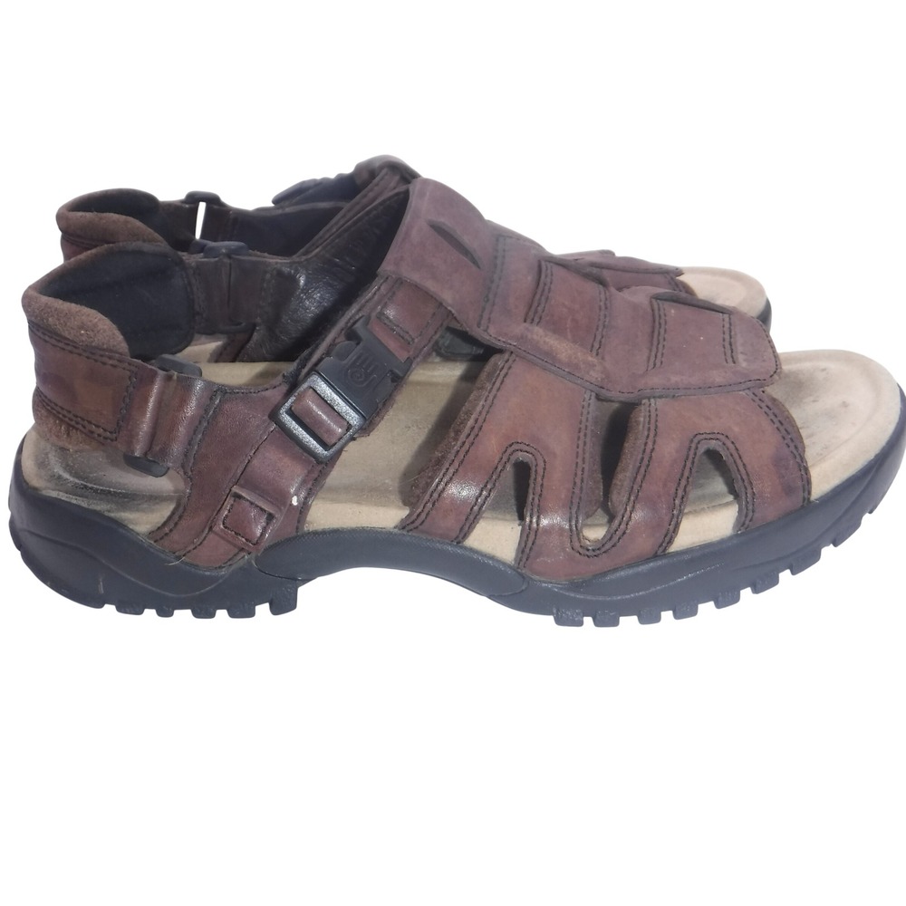 Teva Mens Brown Waterproof Leather Fisherman Sandals Rugged Outdoor Hiking 11